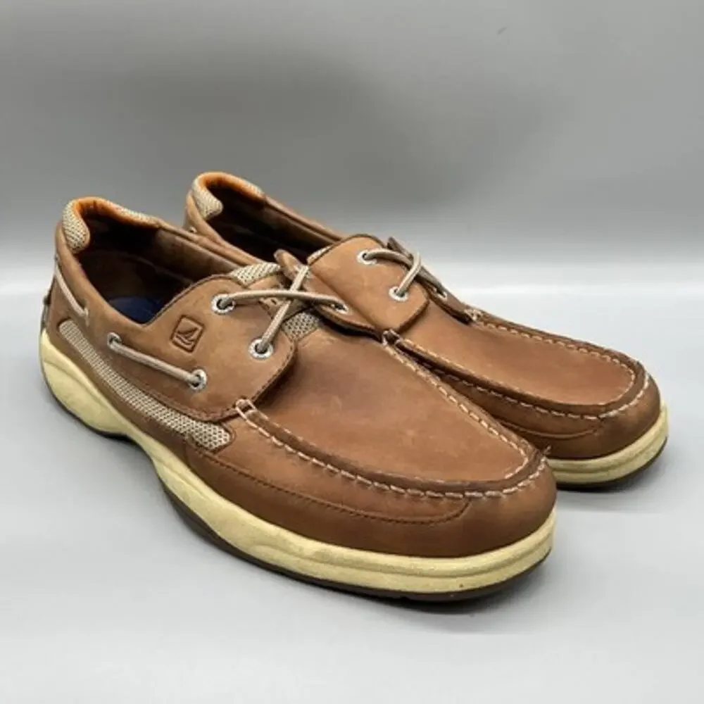 Sperry Shoes Mens 13 Brown Leather Top Sider Boat Deck Moc Toe Casual Comfort